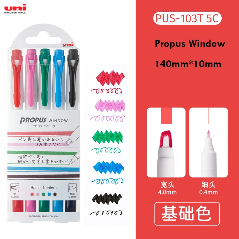 CowLost | product_id-uni-japanese-dual-tip-highlighter-pen-0-4mm-4mm-waterproof-marker-set-5pcs |8