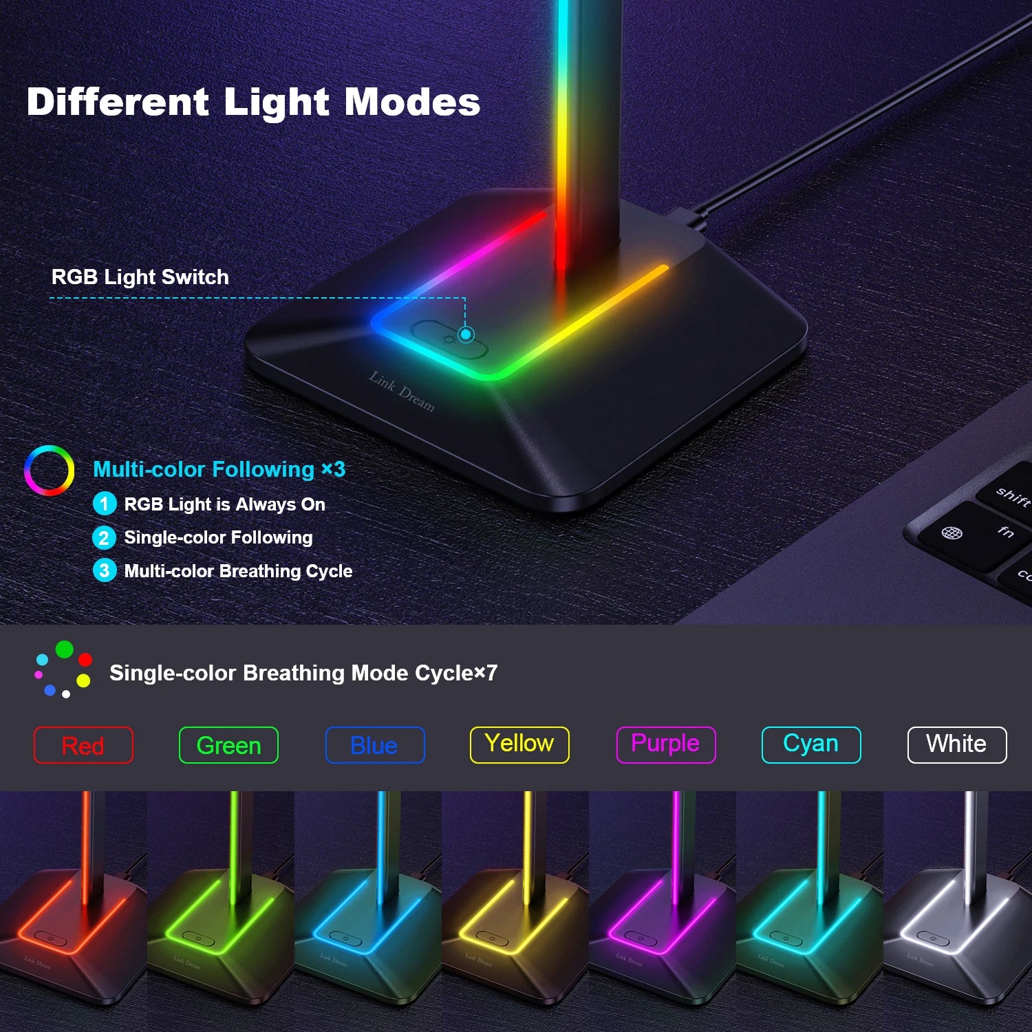 CowLost | mobile-phone-cases-new-bee-z8-rgb-headphone-stand-with-usb-ports |3