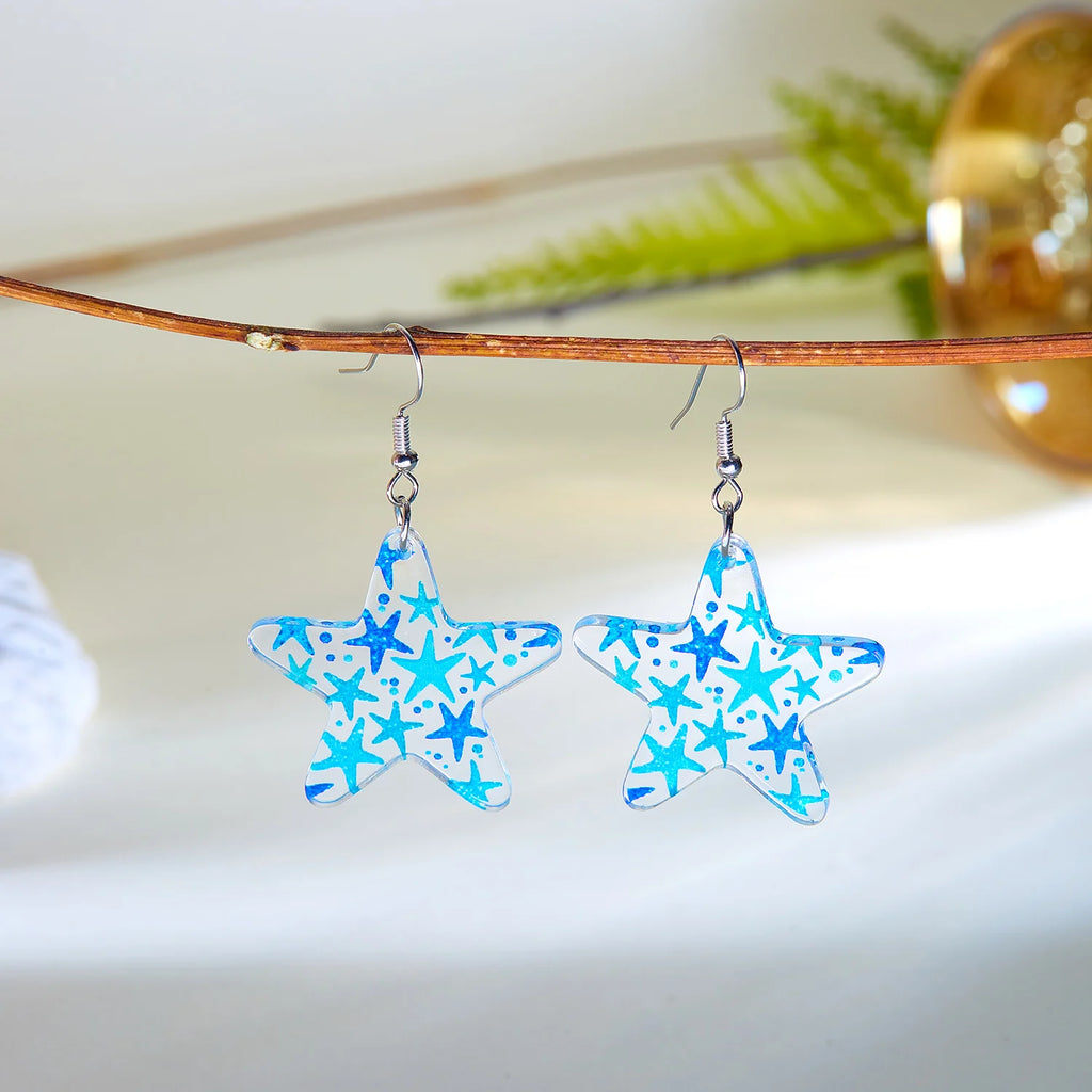 CowLost | fashion-acrylic-starfish-shell-pendant-earrings-for-women-cute-goldfish-turtle-unique-dangle-earring-party-personality-jewelry |8