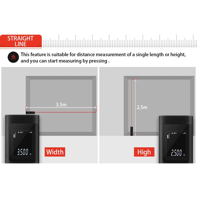 40M Rechargeable Handheld Infrared Laser Distance Meter Rangefinder for Decoration