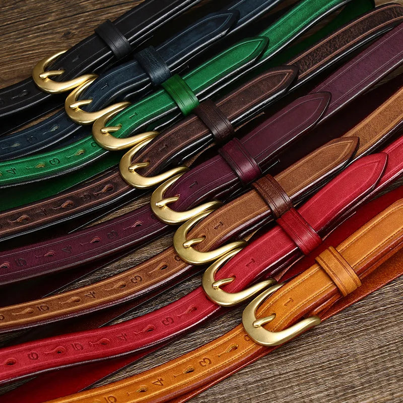 CowLost | 2-4cm-width-copper-buckle-cowskin-genuine-leather-belts-for-women |8
