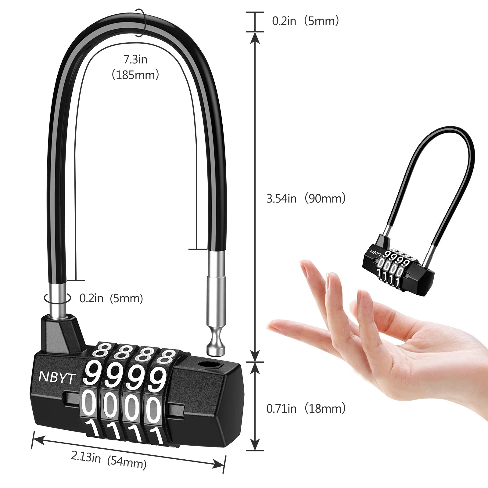 Mini Dial Combination Padlock for Travel, Luggage, Gym Security
