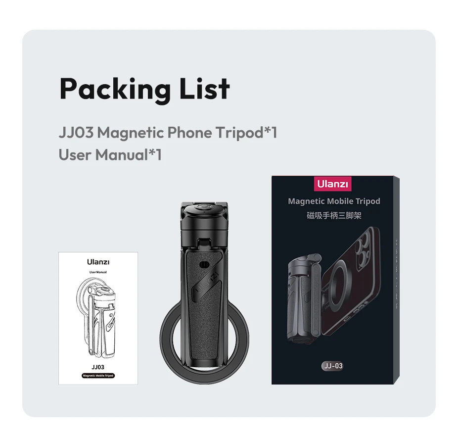 CowLost | ulanzi-jj03-magnetic-phone-tripod-wireless-phone-grip-selfie-stick-desktop-tripod-for-iphone-16-15-14-13-pro-pro-max |15