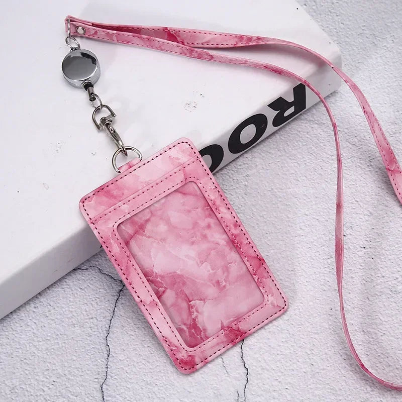 1 Pcs PU Leather Card Cover Work ID Name Badge Holder