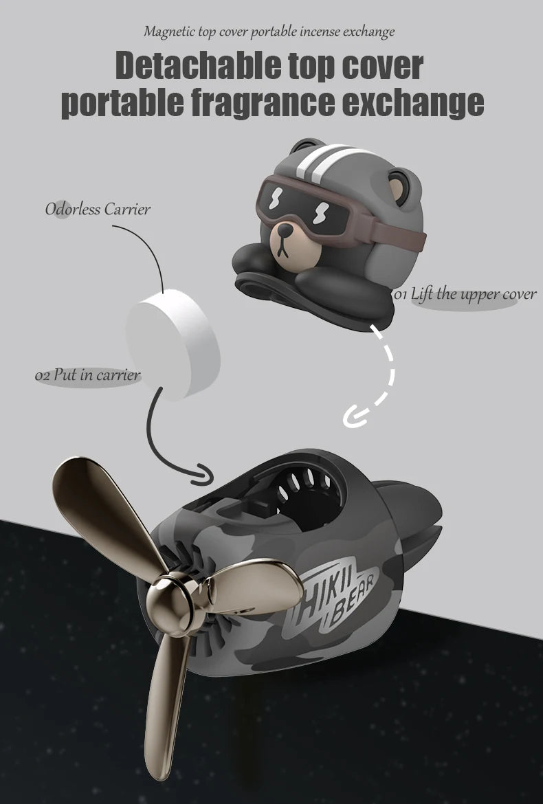 CowLost | product_id-unscented-diy-car-vent-diffuser-with-rotating-propeller-pilot-bear-ornament |15