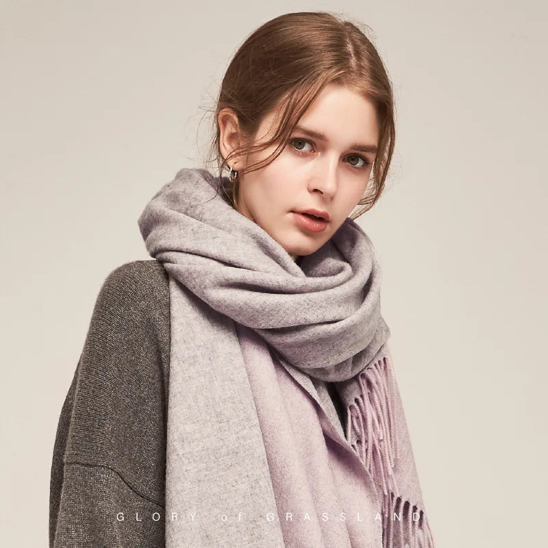 CowLost | wool-scarf-women-thick-cashmere-winter-scars |2