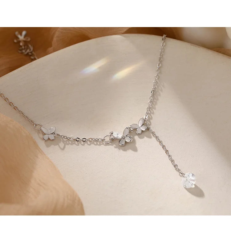 CowLost | handbags-sam-panda-925-sterling-silver-butterfly-zircon-tassel-anklet-for-women |10