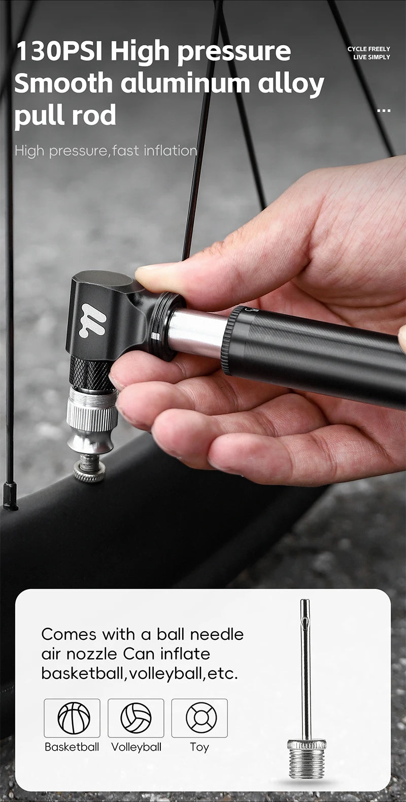 CowLost | sporting-goods-west-biking-mini-portable-bicycle-pump-130psi-for-presta-schrader-valve |10