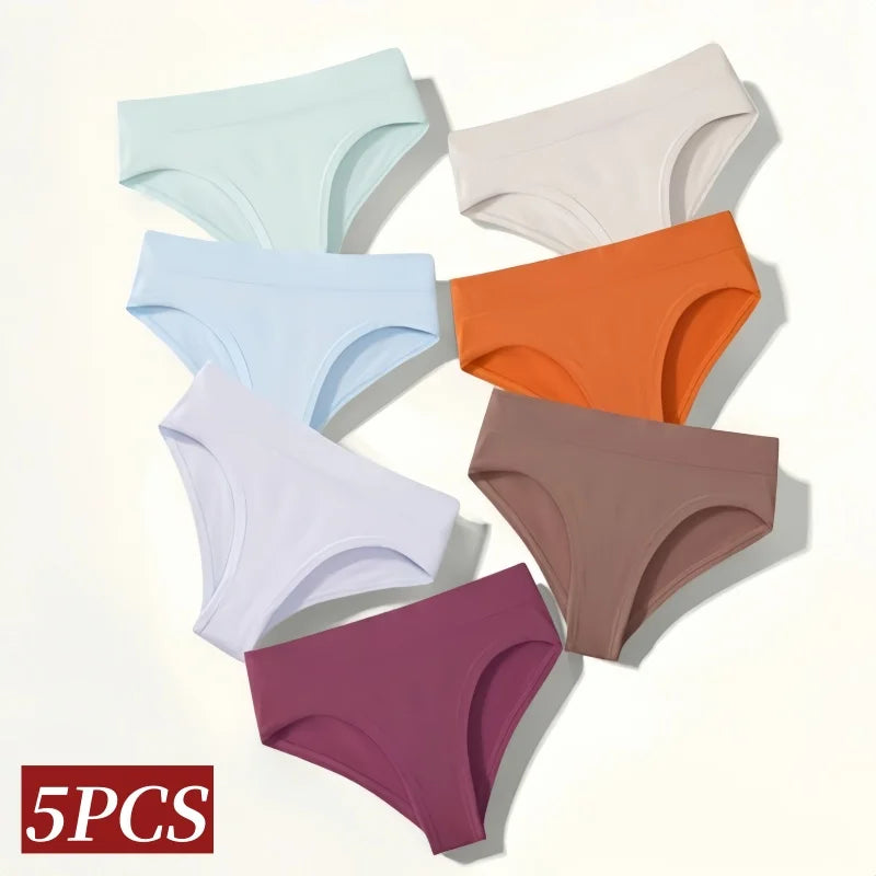 CowLost | product_id-5pcs-high-rise-seamless-women-s-solid-color-brief-panties-s-xxxl |2