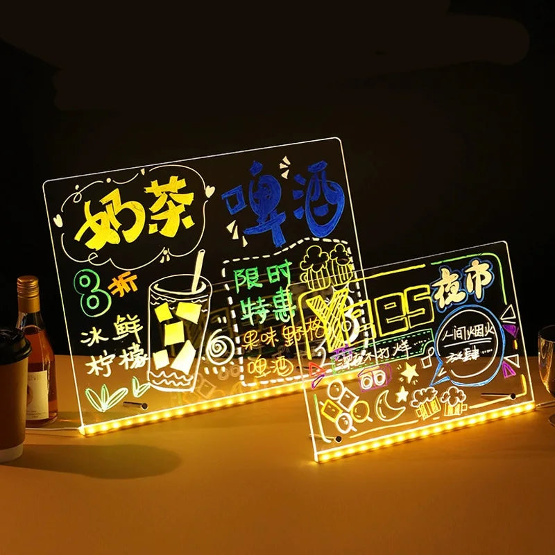 DIY LED Acrylic Drawing Board with Color Pens and Night Light