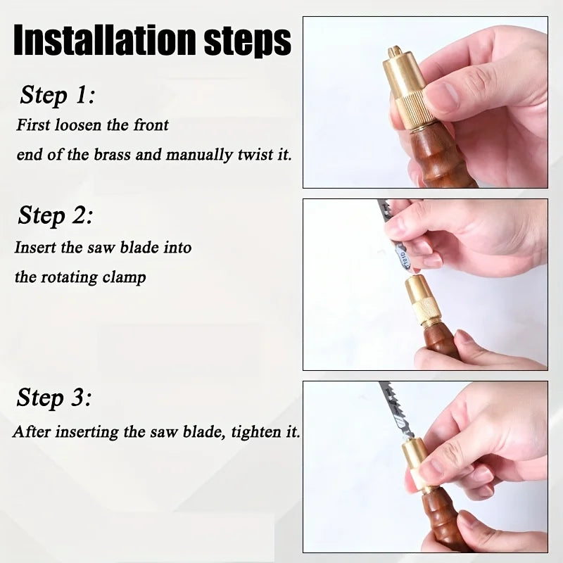 1 Set Mini Detachable Hand Saw Round/Hexagonal Wooden Handle High Carbon Steel Handheld Saw With 5 Saw Blades For Woodworking