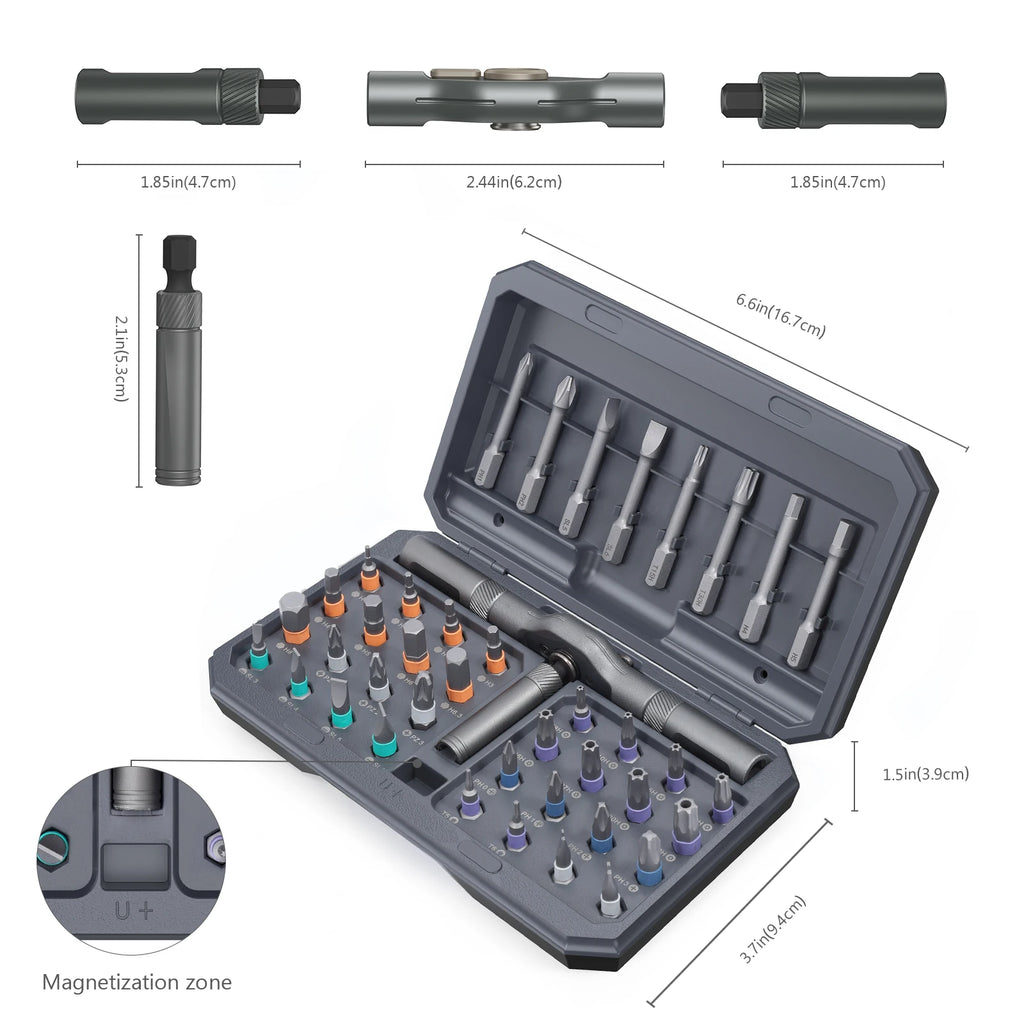 ORIA 42-in-1 Magnetic Ratchet Screwdriver Set with Detachable Handle for Computer Repair