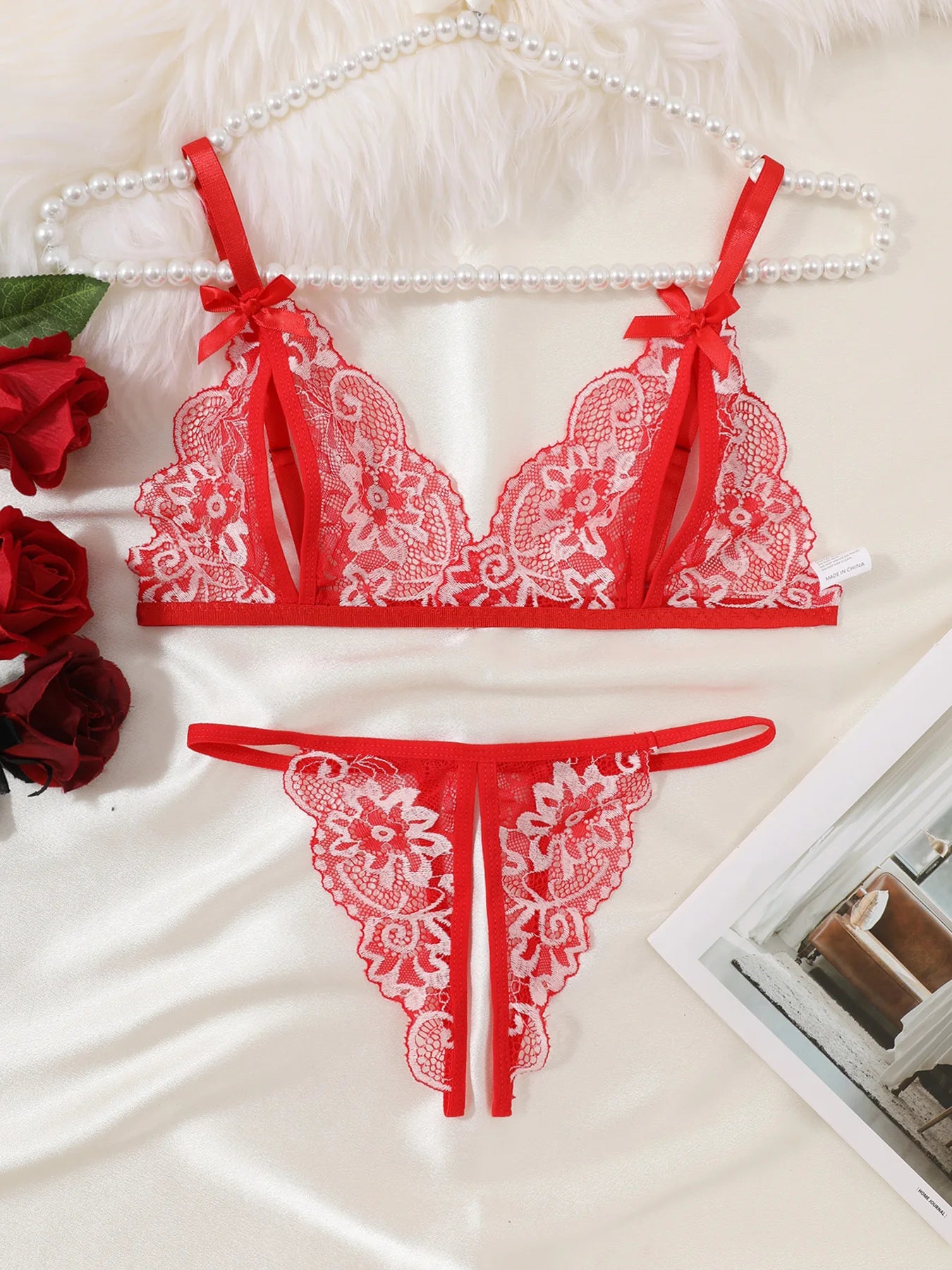 CowLost | women-floral-sexy-lingerie-set-open-chest-bra-and-crotchless-thong-sets |15