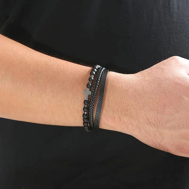 CowLost | jiayiqi-leather-bracelet-punk-hip-hop-metal-charm-tiger-eye-stone-beads-multi-layer-bracelet-for-men |21