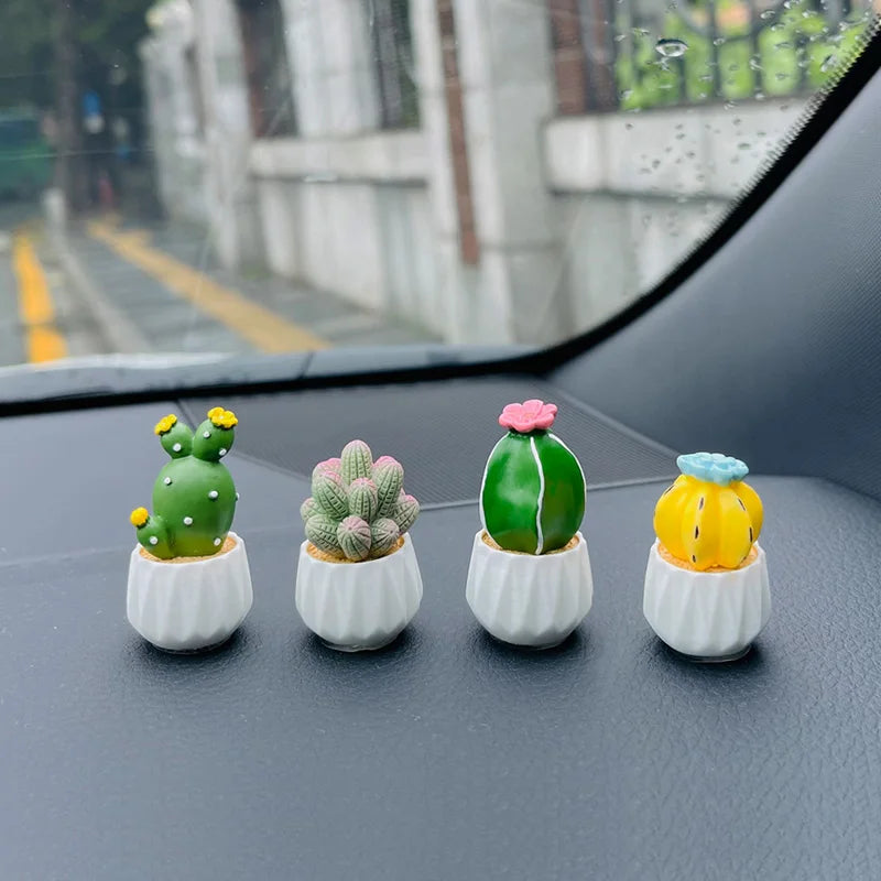 CowLost | 4pcs-resin-simulation-cactus-car-decoration-mini-succulent-decoration-home-office-desktop-computer-crafts-couple-small-gifts-toy |2