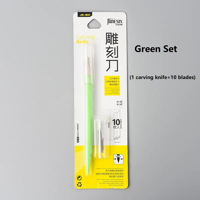 CowLost | product_id-junesix-801-carving-knife-with-10-blades-9-colors-diy-engrave-pen-art-supplies |18