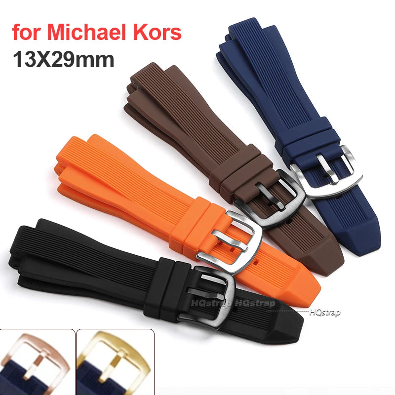 Soft Silicone Replacement Watchband for Michael Kors MK8729 MK8184 MK9020 MK9026 MK8152 13x29mm