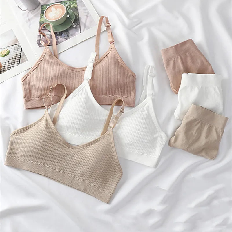 CowLost | product_id-women-seamless-wire-free-push-up-bra-high-waist-thong-set |8