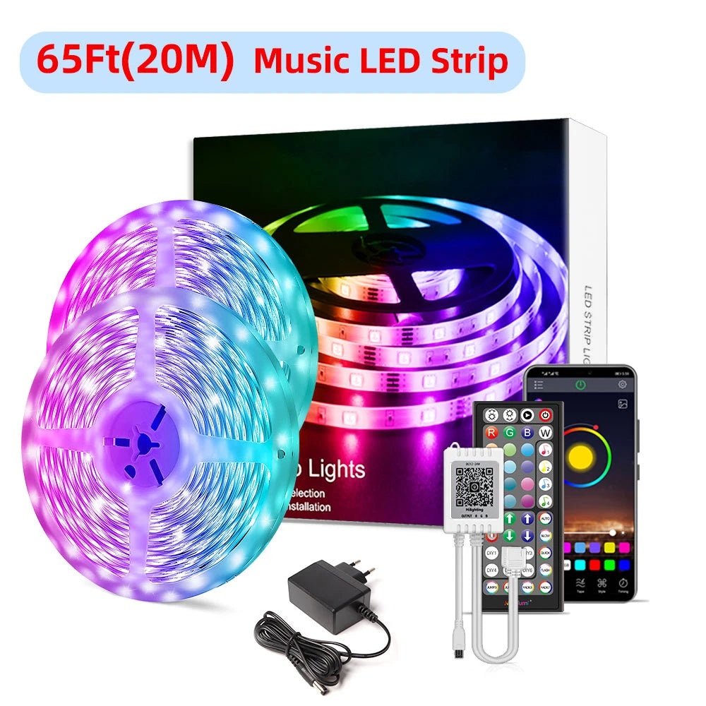 12V 5050 RGB LED Strip Light with APP & Remote, DIY Color Change, Music Sync, Timer