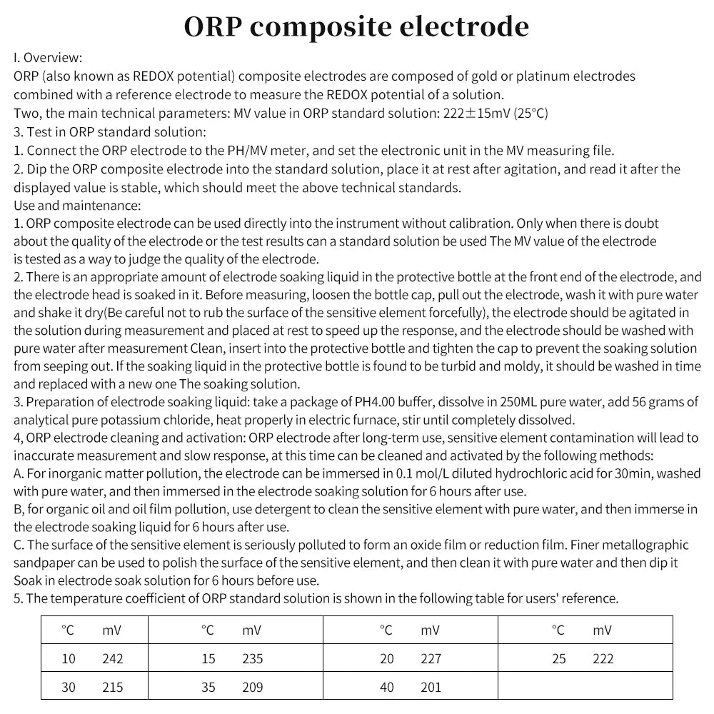 PH Electrode Probe BNC Connector ORP Replacement Sensor IP65 Glass Composite for Lab Aquarium