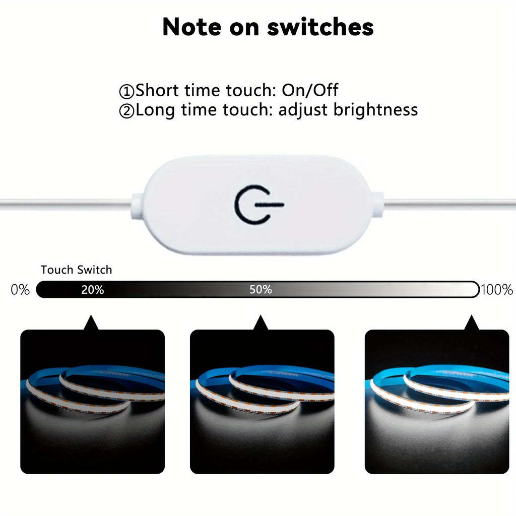 CowLost | light-ropes-strings-product_id-cob-led-strip-light-5v-usb-touch-switch-dimmable-320-leds-m-flexible-tape-for-home-and-party-decor |2