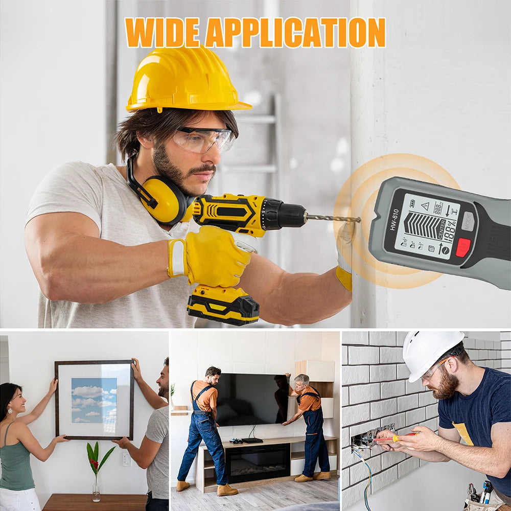 Handheld 6-in-1 Metal Detector Wall Stud Finder Digital Scanner with LCD Display