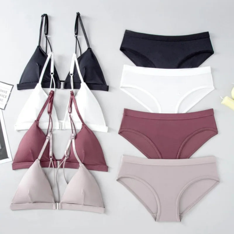 CowLost | product_id-women-s-wireless-front-closure-push-up-bra-low-waist-seamless-panty-set |1