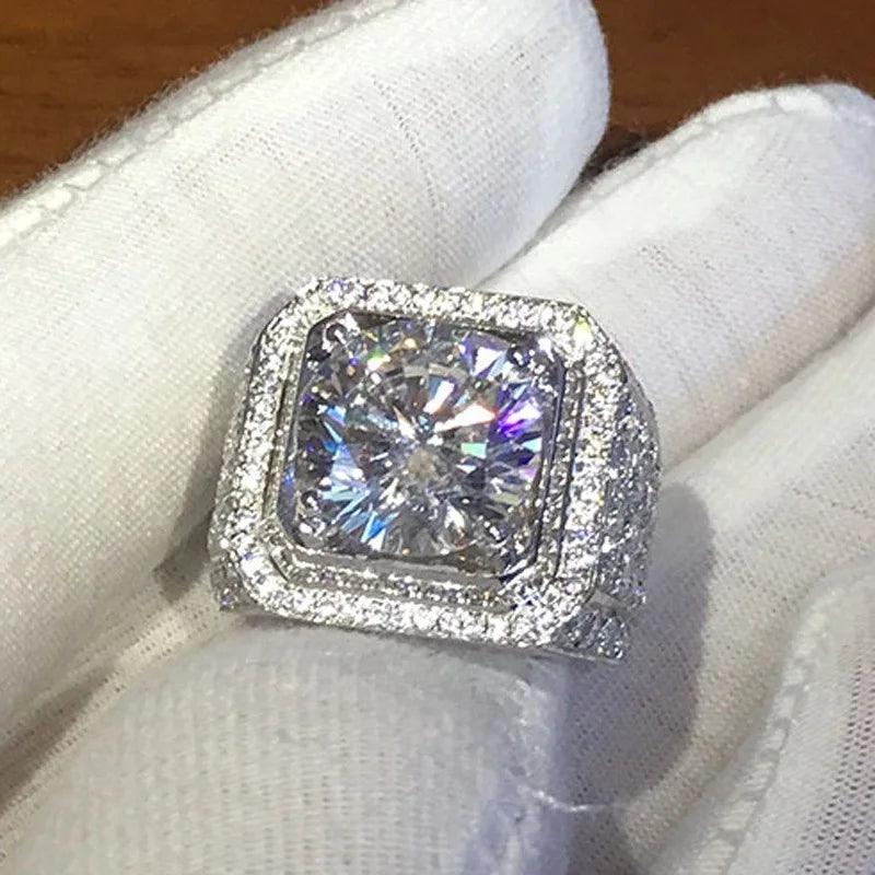 European American Crystal Stainless Steel Square Zircon Rings for Men Women Engagement Jewelry