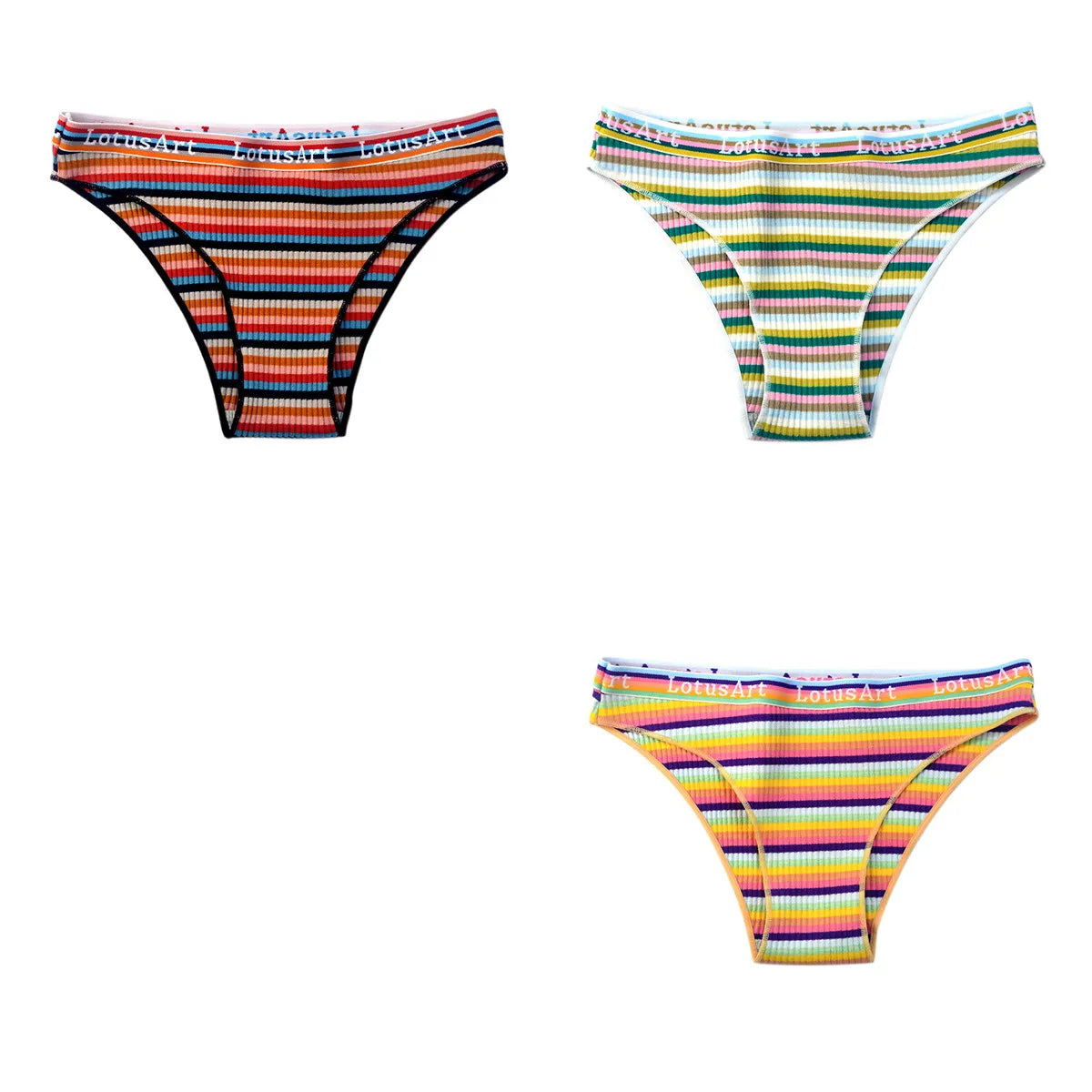 CowLost | product_id-3pcs-women-s-low-waist-striped-cotton-briefs-m-xxl-breathable-panties |19