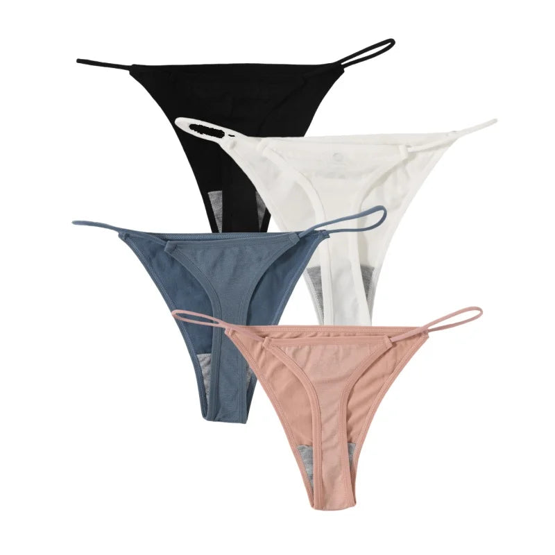 CowLost | product_id-4pcs-women-seamless-low-rise-solid-color-g-string-bikini-panties-t-back |29