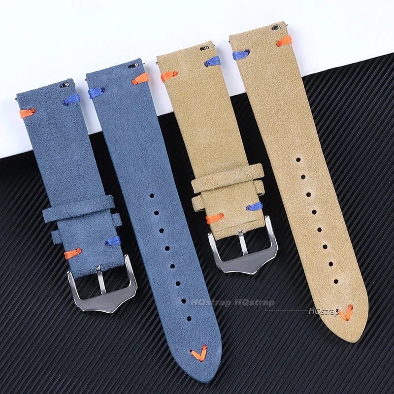CowLost | 18mm-20mm-22mm-vintage-suede-leather-watch-strap-for-seiko-for-samsung-watch-5-4-3-handmade-stitching-quick-release-bracelet |4