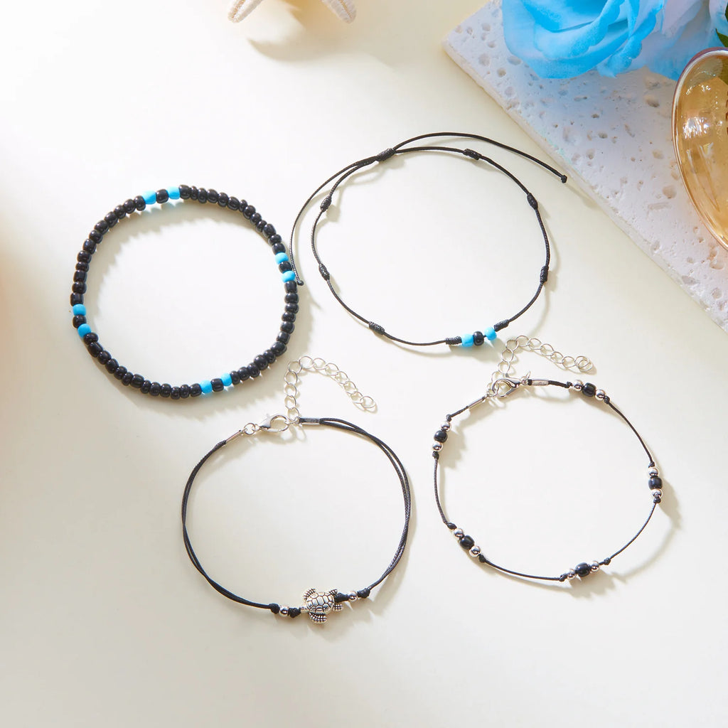 CowLost | bohemian-rice-beads-starfish-conch-pendant-anklet-set-for-women-multi-layer-sea-turtle-ankle-bracelet-on-foot-girl-charm-jewelry |14