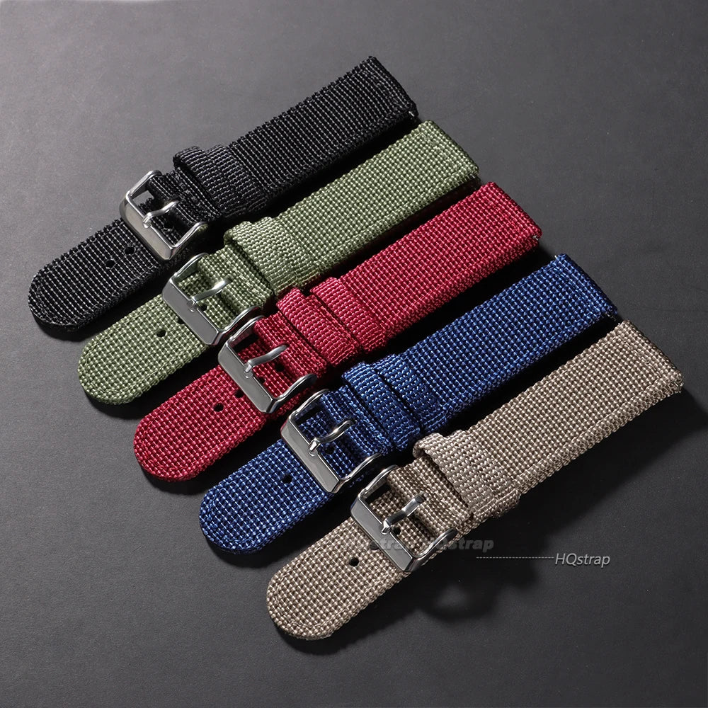 Woven Nylon Quick Release Watch Strap 18-24mm for Seiko Huawei Canvas Fabric Band