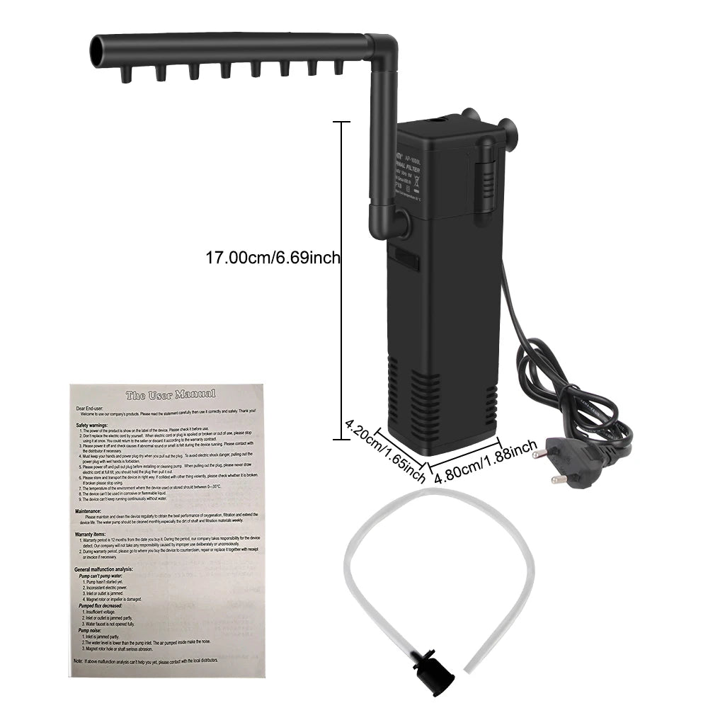 CowLost | eu-plug-aquarium-fish-tank-oxygen-increasing-pump-low-level-water-submersible-water-filter-pump-turtle-tank-filter |12