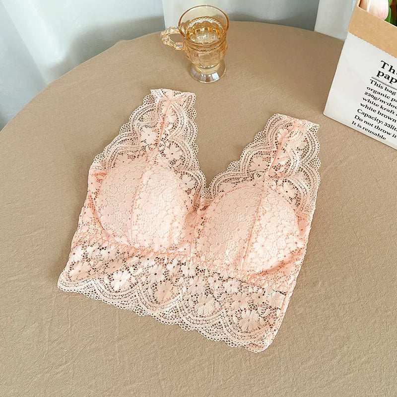 CowLost | product_id-women-s-lace-wire-free-padded-deep-v-neck-bralette-tank-top |15