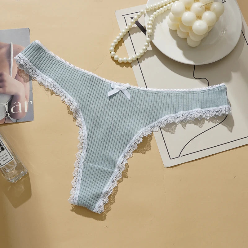 CowLost | womens-sexy-lace-cotton-blends-briefs-solid-color-seamless-simple-underwear |10