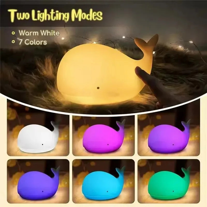 CowLost | product_id-whale-silicone-usb-rechargeable-led-night-light-with-7-colors-for-kids-room |2