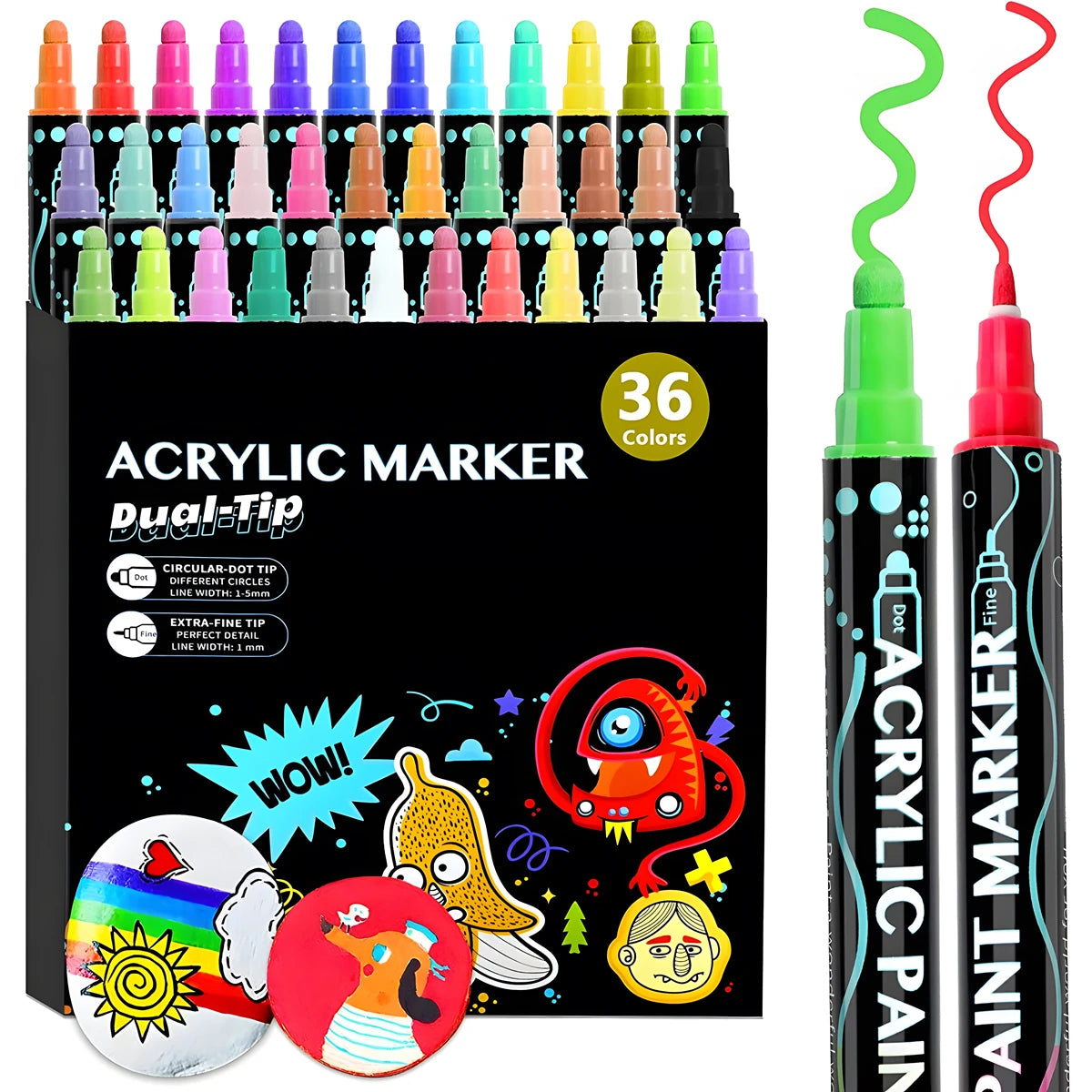 CowLost | markers-product_id-12-36-colors-dual-tip-acrylic-paint-markers-permanent-ink-art-pens-portable-coloring-set |1