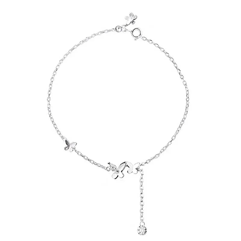 CowLost | handbags-sam-panda-925-sterling-silver-butterfly-zircon-tassel-anklet-for-women |6