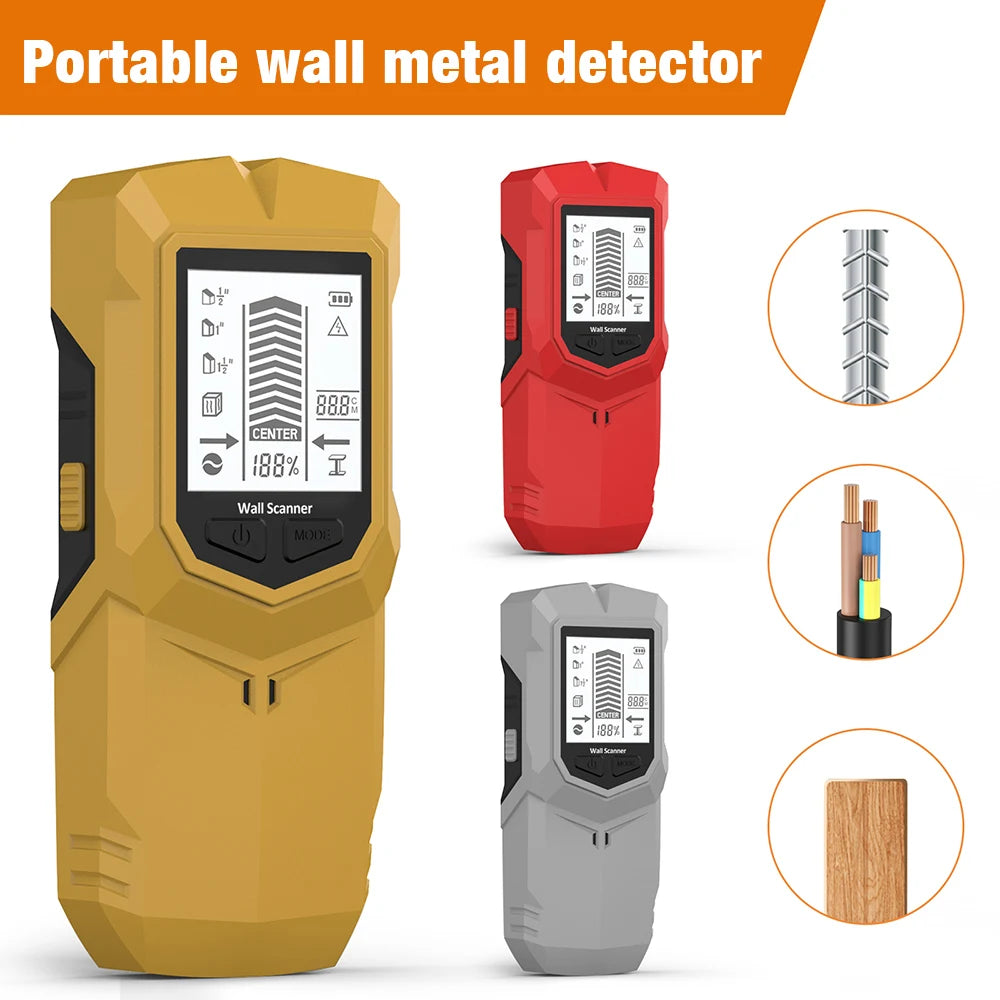 HW-910 Handheld 6-in-1 Wall Metal Detector Stud AC Wire Pipe Wooden Beam Finder with LCD Display