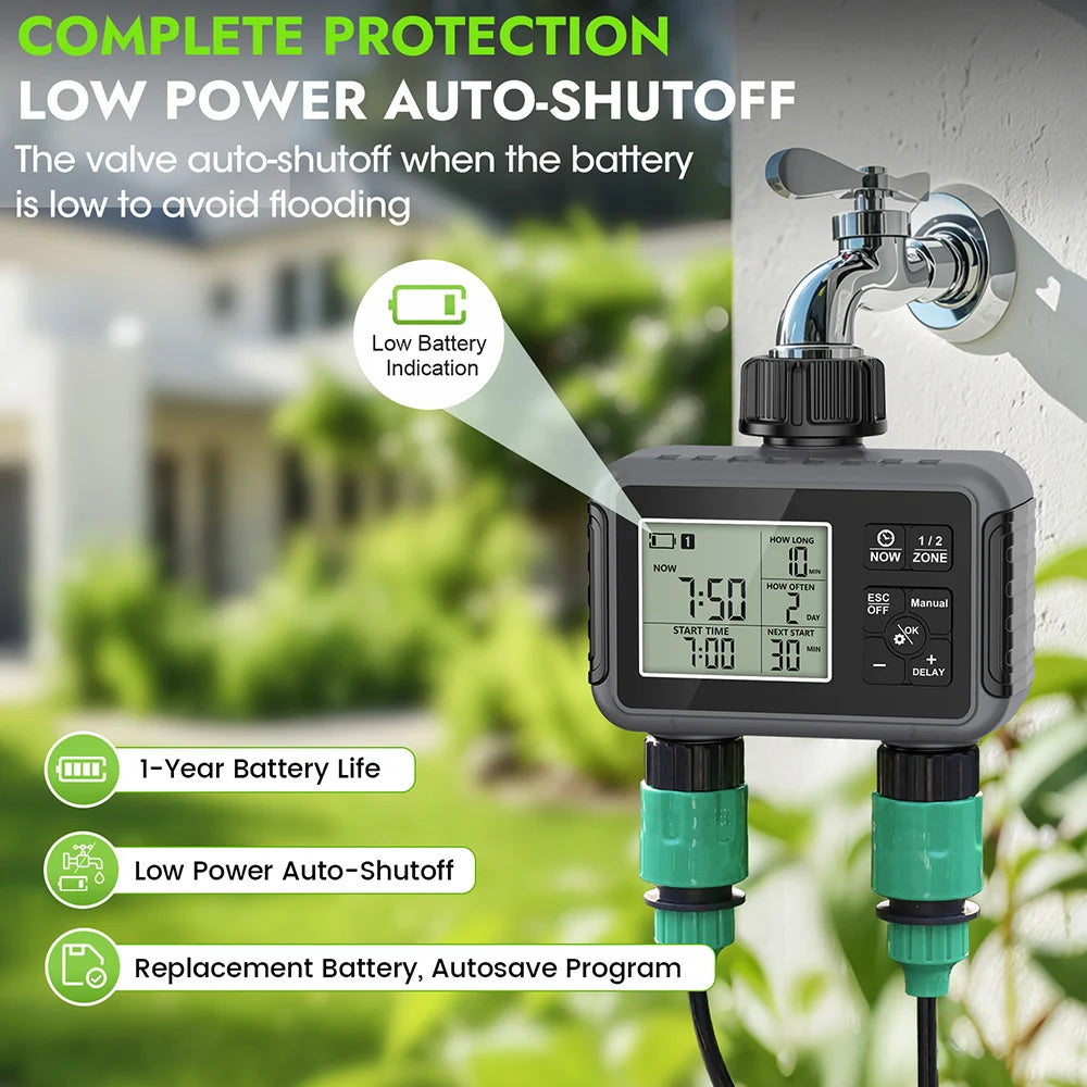Intelligent Automatic Garden Water Timer 1/2/3-Outlet Irrigation Controller for Lawn and Greenhouse
