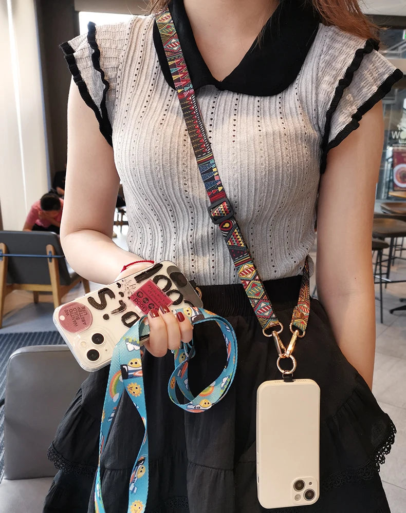 CowLost | uncategorized-adjustable-graffiti-pattern-long-crossbody-phone-lanyard |17