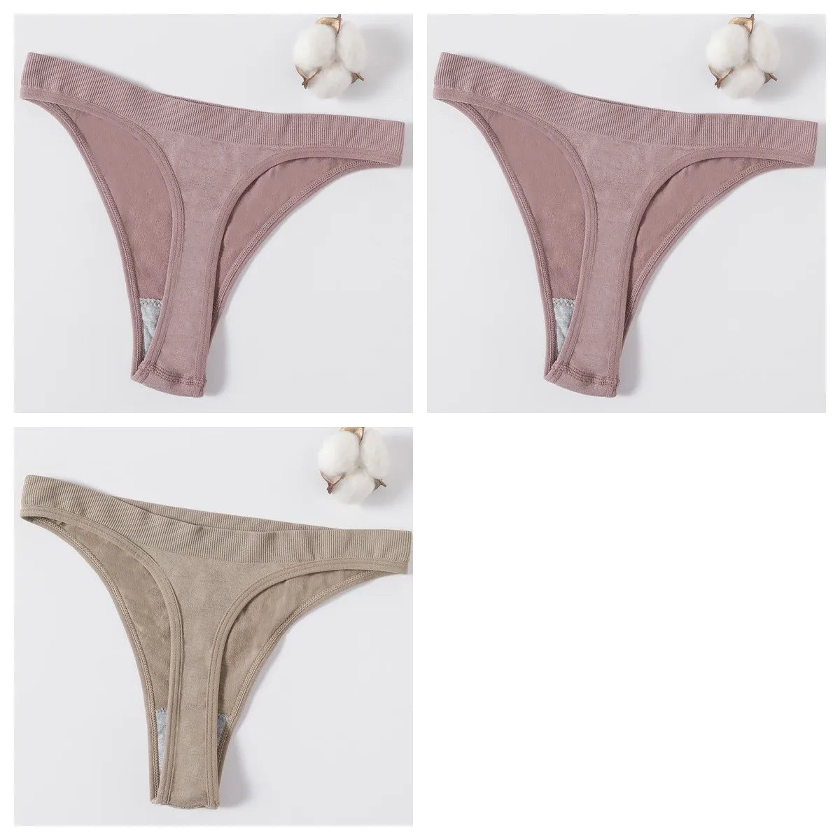 CowLost | product_id-3pcs-womens-brazilian-low-rise-ribbed-stretch-g-string-panties-m-xl-soft-comfort |49