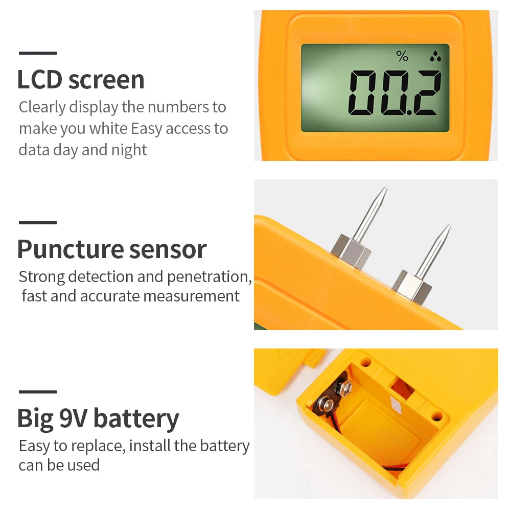 DM200 Portable Digital Multifunctional Moisture Meter for Wood, Paper, Concrete, and Meat