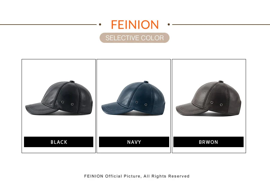 CowLost | feinion-genuine-leather-unisex-baseball-cap |9