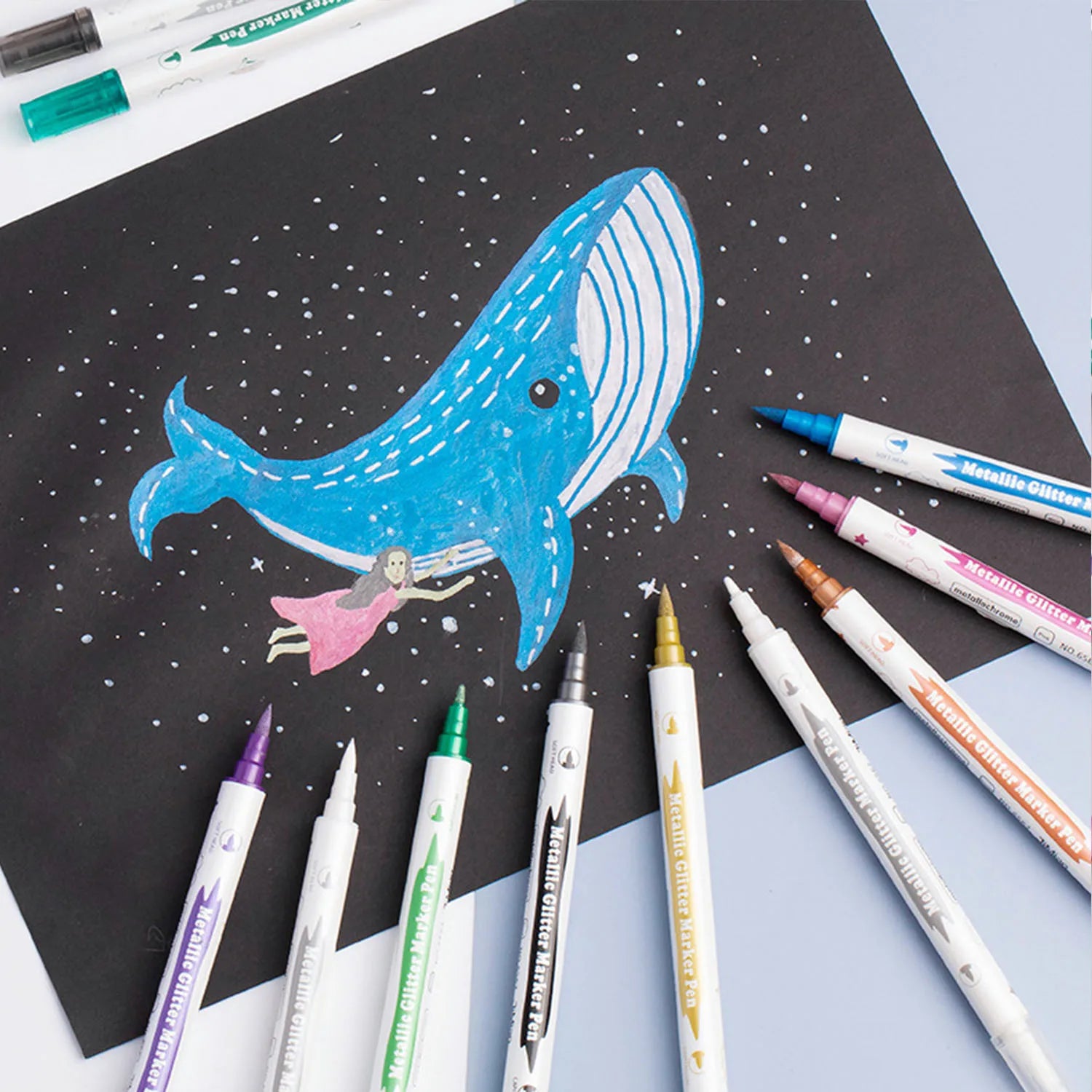 CowLost | product_id-10pcs-dual-tip-metallic-paint-markers-with-brush-fine-nibs-for-art-scrapbooking |3