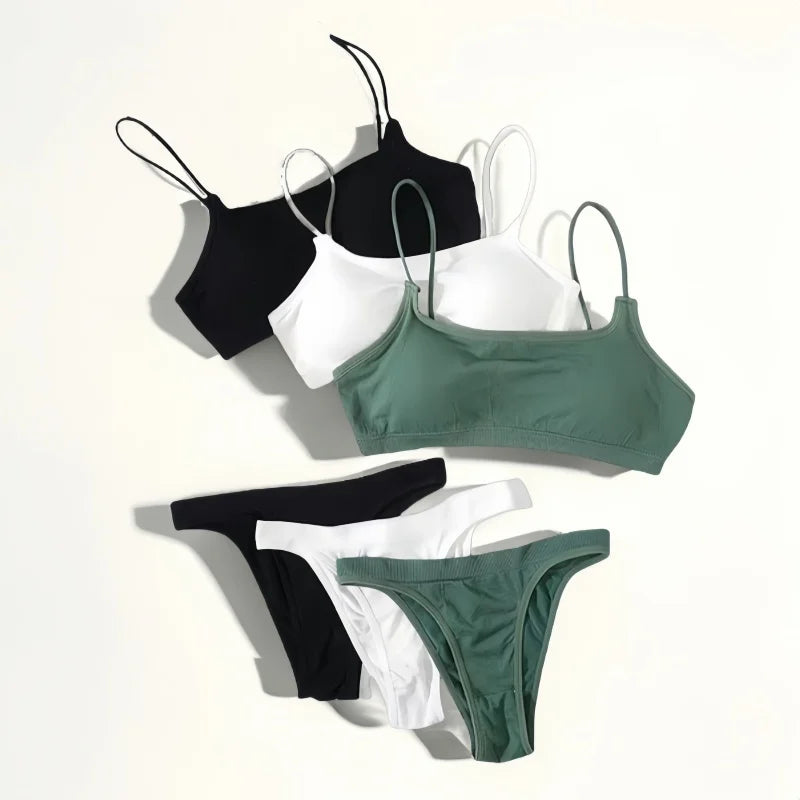 CowLost | seamless-bra-set-women-u-back-bra-thongs-sexy-lingerie-brazilian-panties-sports-fitness-underwear-female-tops-removable-pads |1
