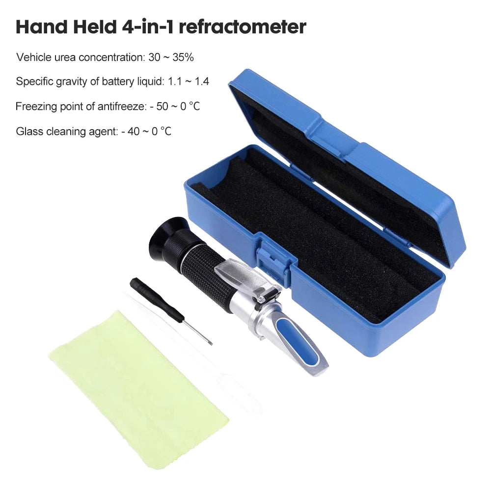 4-in-1 Handheld Car Battery Refractometer Antifreeze Glycol Freezing Point Tester