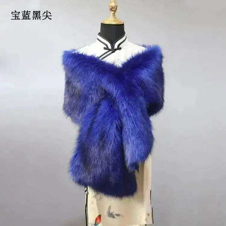 CowLost | 32-colors-165-30cm-women-luxury-warm-faux-fox-fur-shawl-winter-ladies-plush-scarf |34