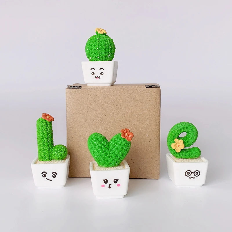CowLost | 4pcs-resin-simulation-cactus-car-decoration-mini-succulent-decoration-home-office-desktop-computer-crafts-couple-small-gifts-toy |5